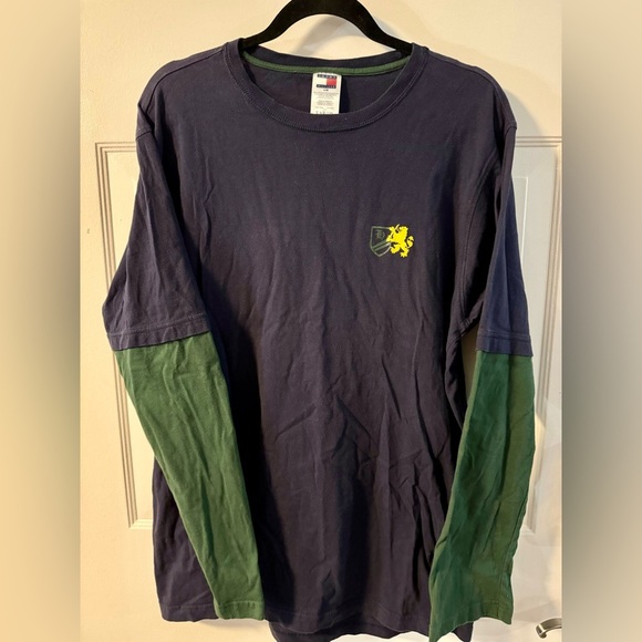 VTG 2004 Tommy Hilfiger Crest Men's Large Cotton Layered Look Long Sleeve Shirt - Picture 1 of 9
